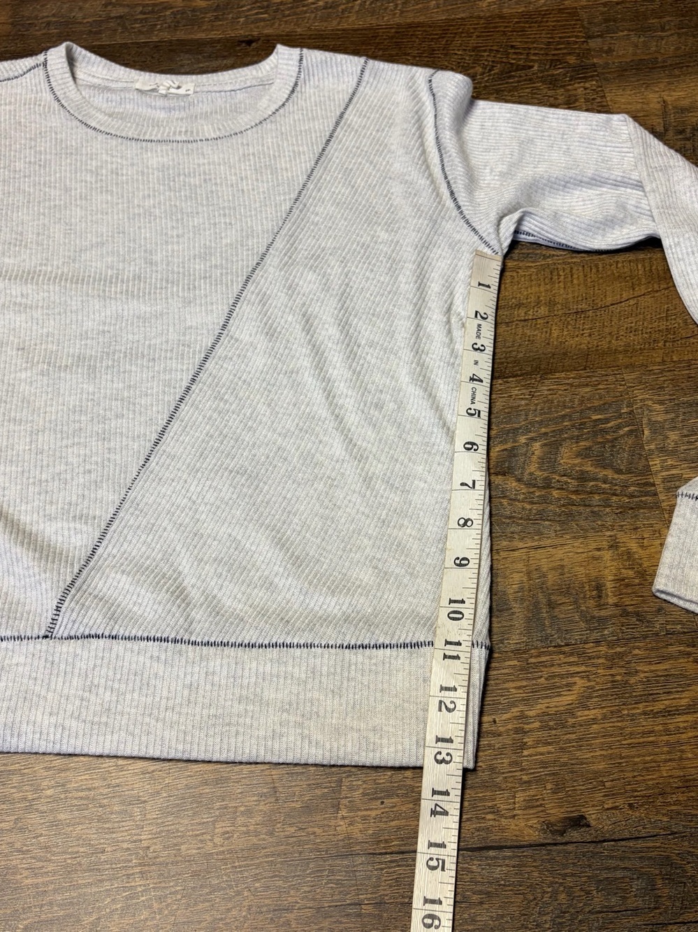 Rag & Bone The Knit Rib Long Sleeve Top Shirt Womens Small Black Stitch Detail - Picture 5 of 9